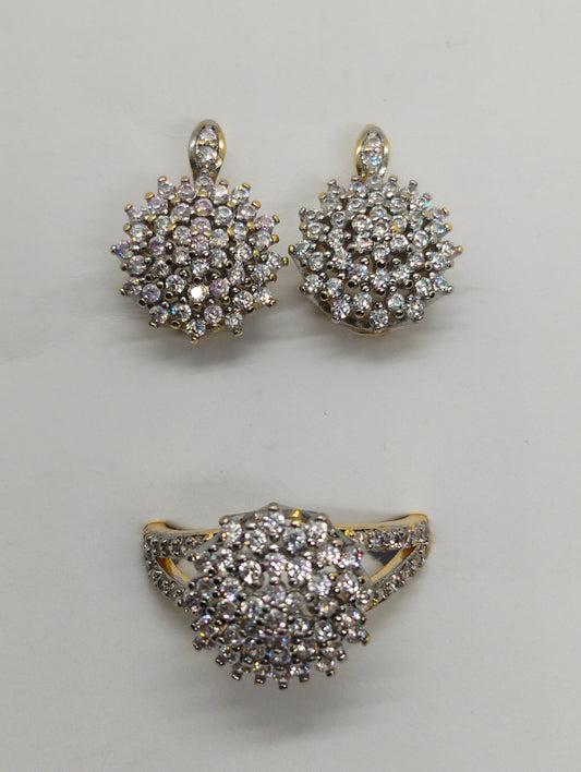 Zircon gold plated ring and earings set