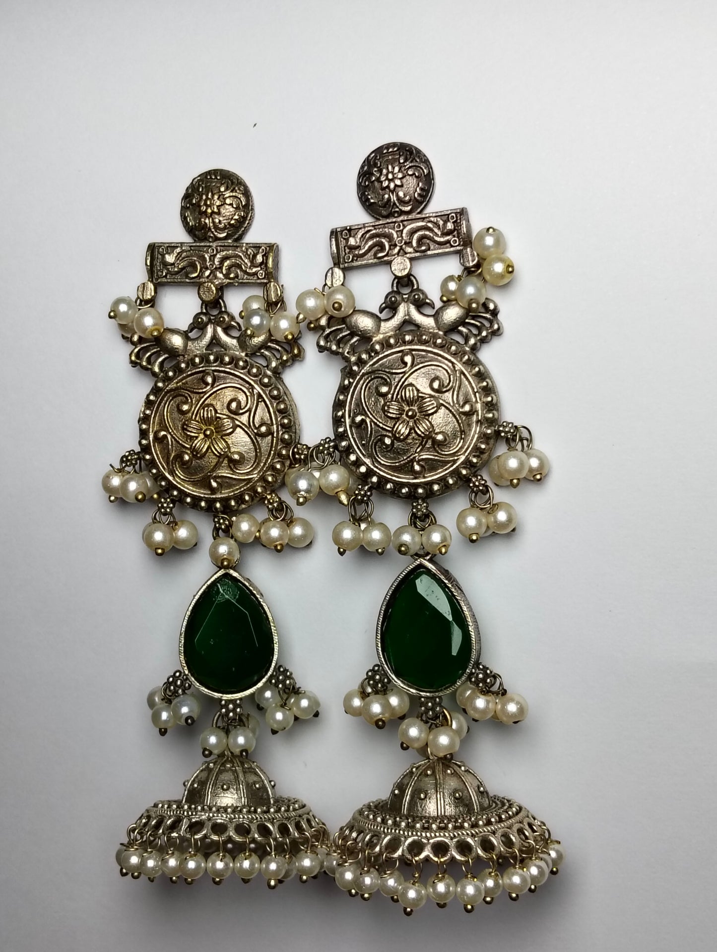 Ethnic Oxidized handmade brass jhumka's