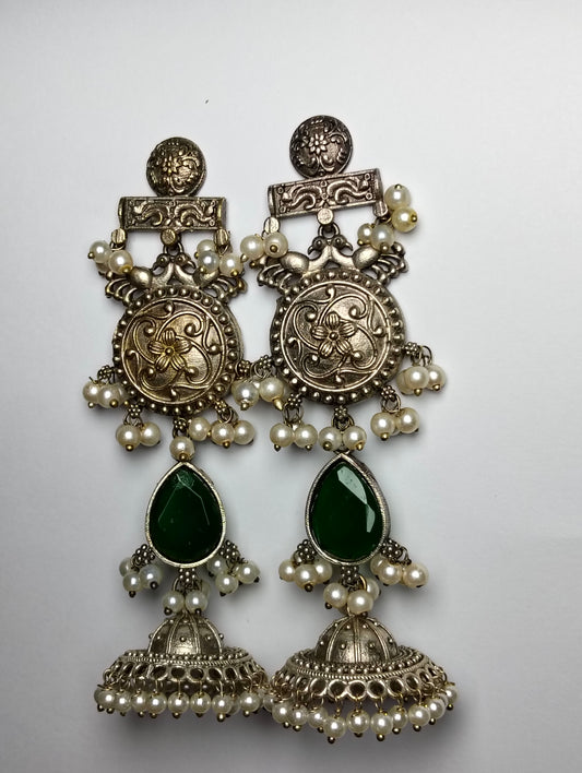 Ethnic Oxidized handmade brass jhumka's