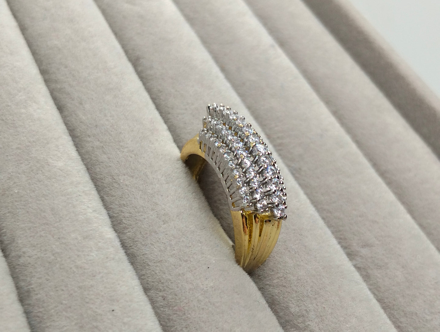 Elegant Two-Tone Gold Plated Cubic Zirconia Ring