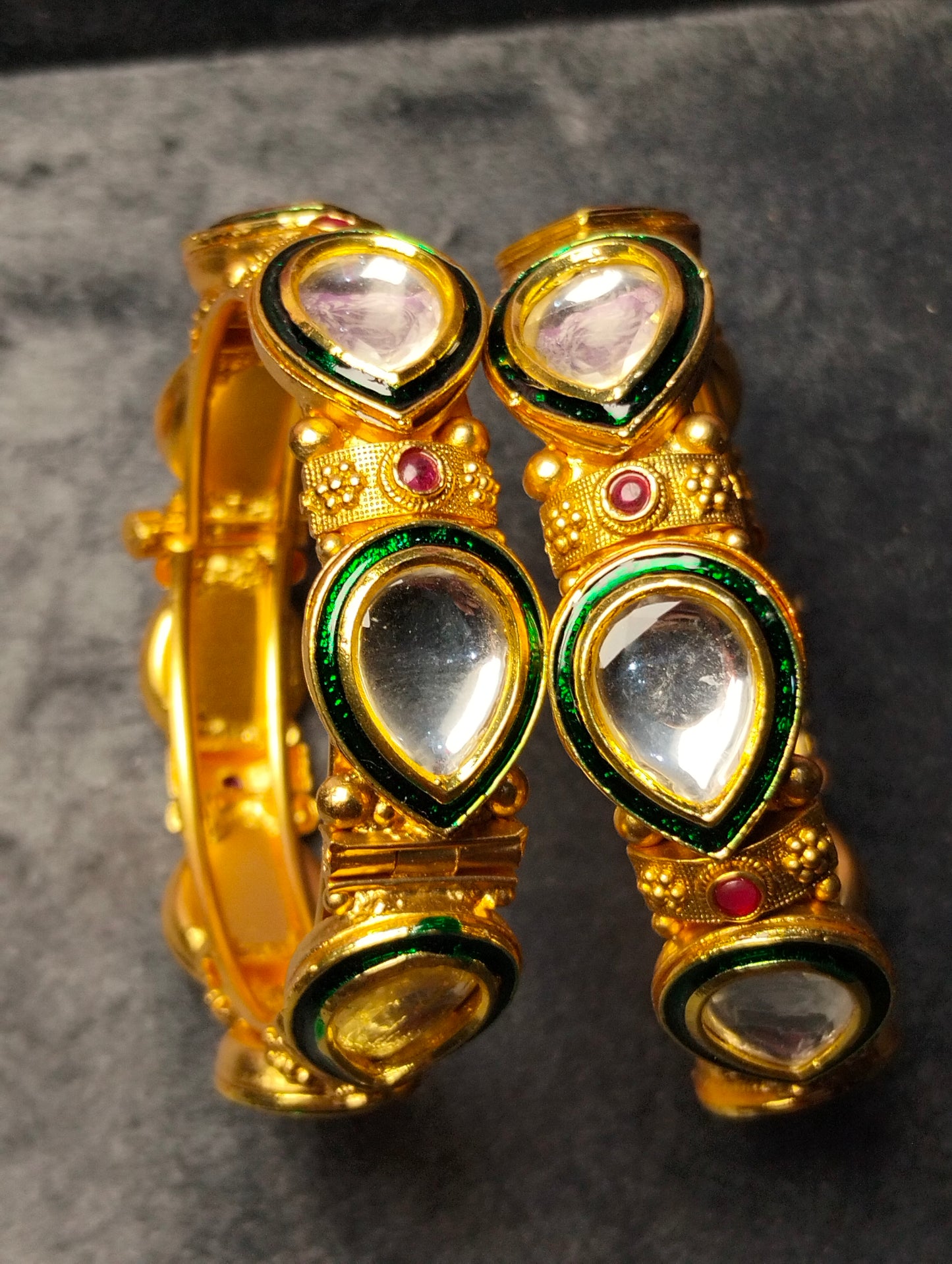 Kundan indian gold plated openable bangel