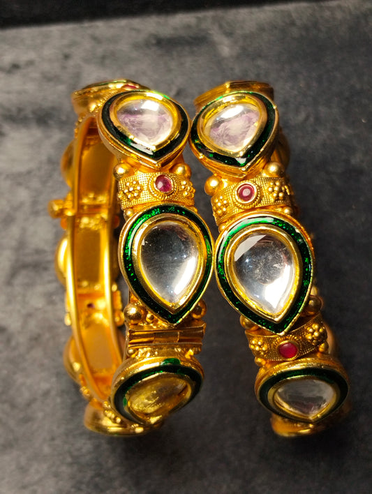 Kundan indian gold plated openable bangel