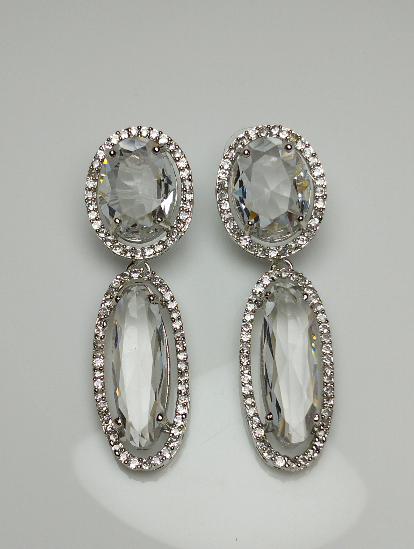 Oval long American diamond earring