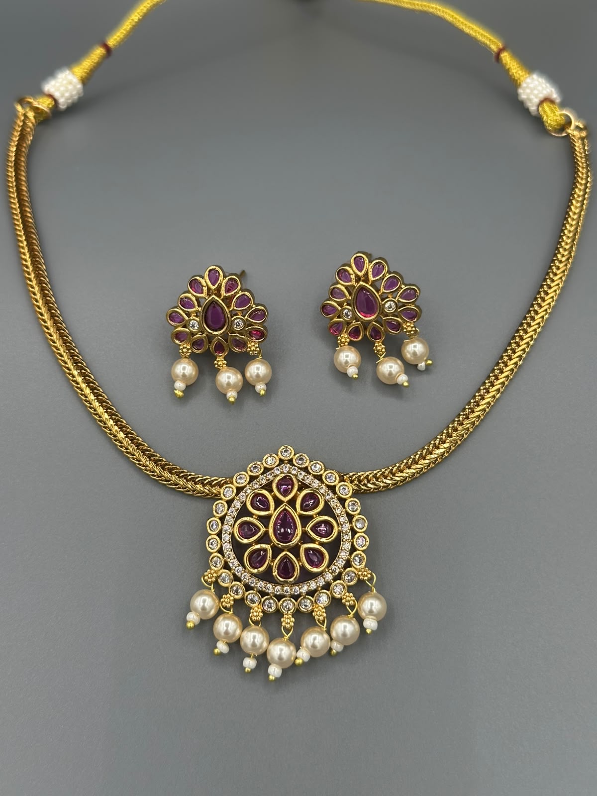 Designer South Indian Handmade Gold Plated Jewelry Set