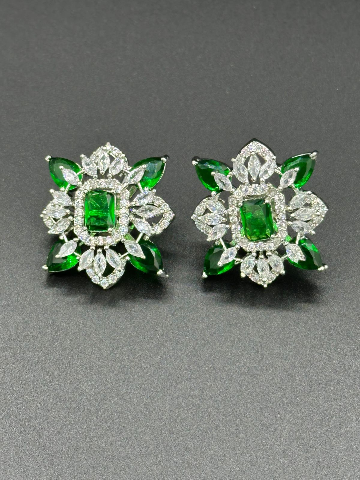 Emerald Statement Floral Studs