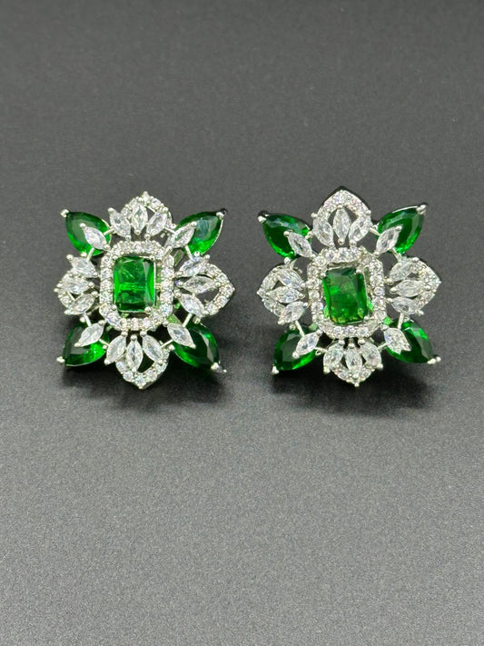 Emerald Statement Floral Studs