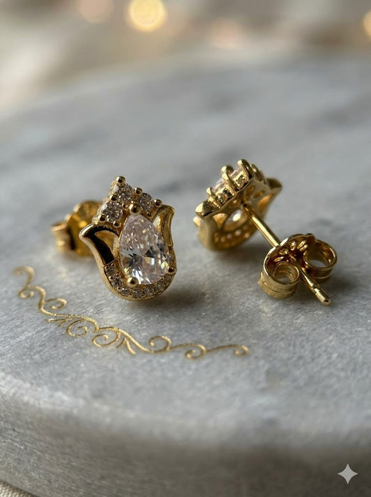 The Daily Diamond-Look | 1ct Round Cut Gold Plated Stud
