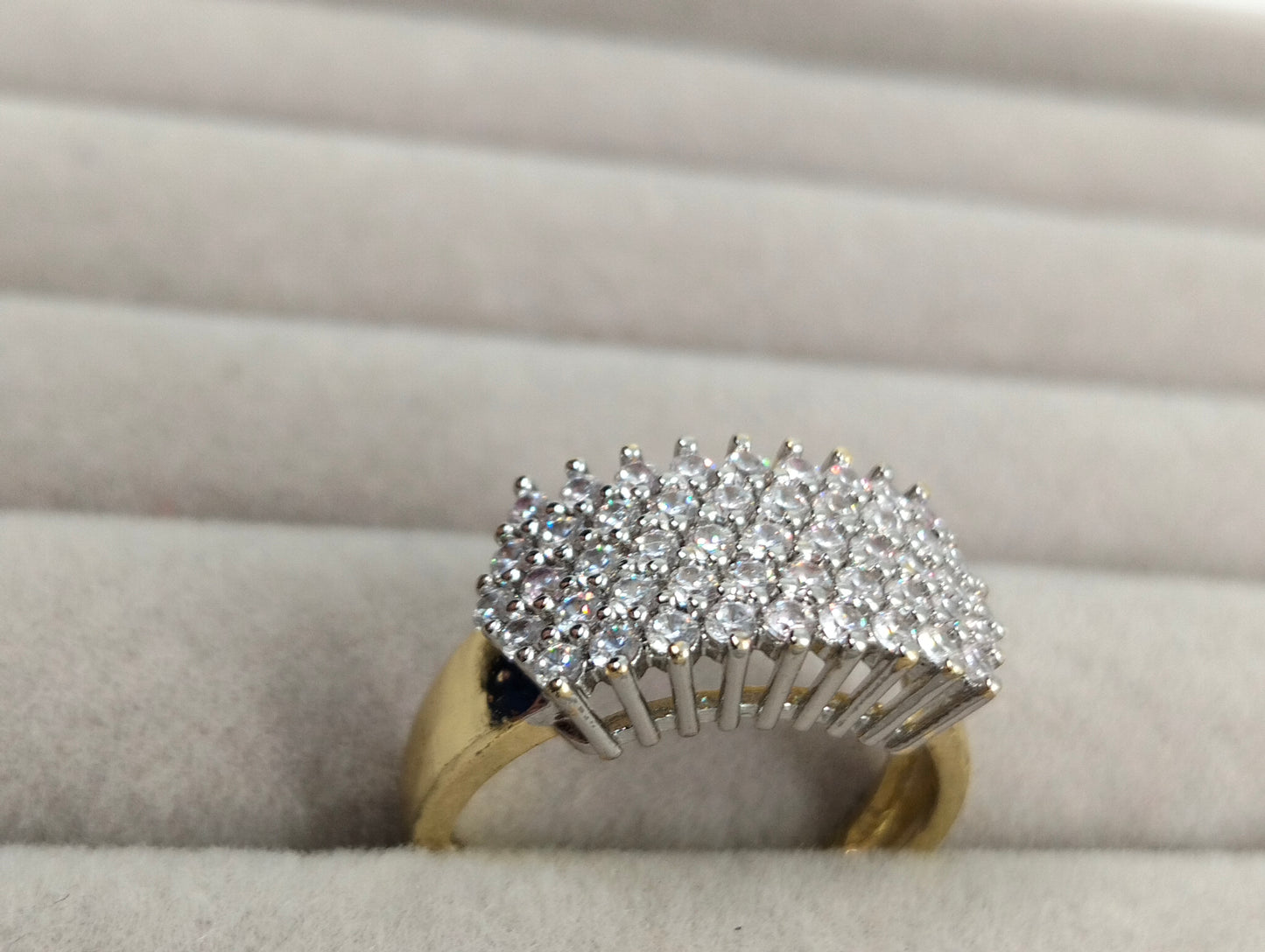 Two-Toned Gold Polish Ring with Cubic Zirconia