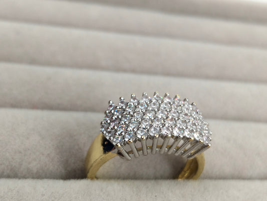 Two-Toned Gold Polish Ring with Cubic Zirconia
