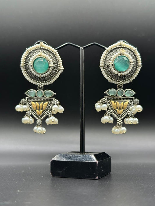 Handcrafted Oxidized Dangle Earrings – Traditional Jhumka Style