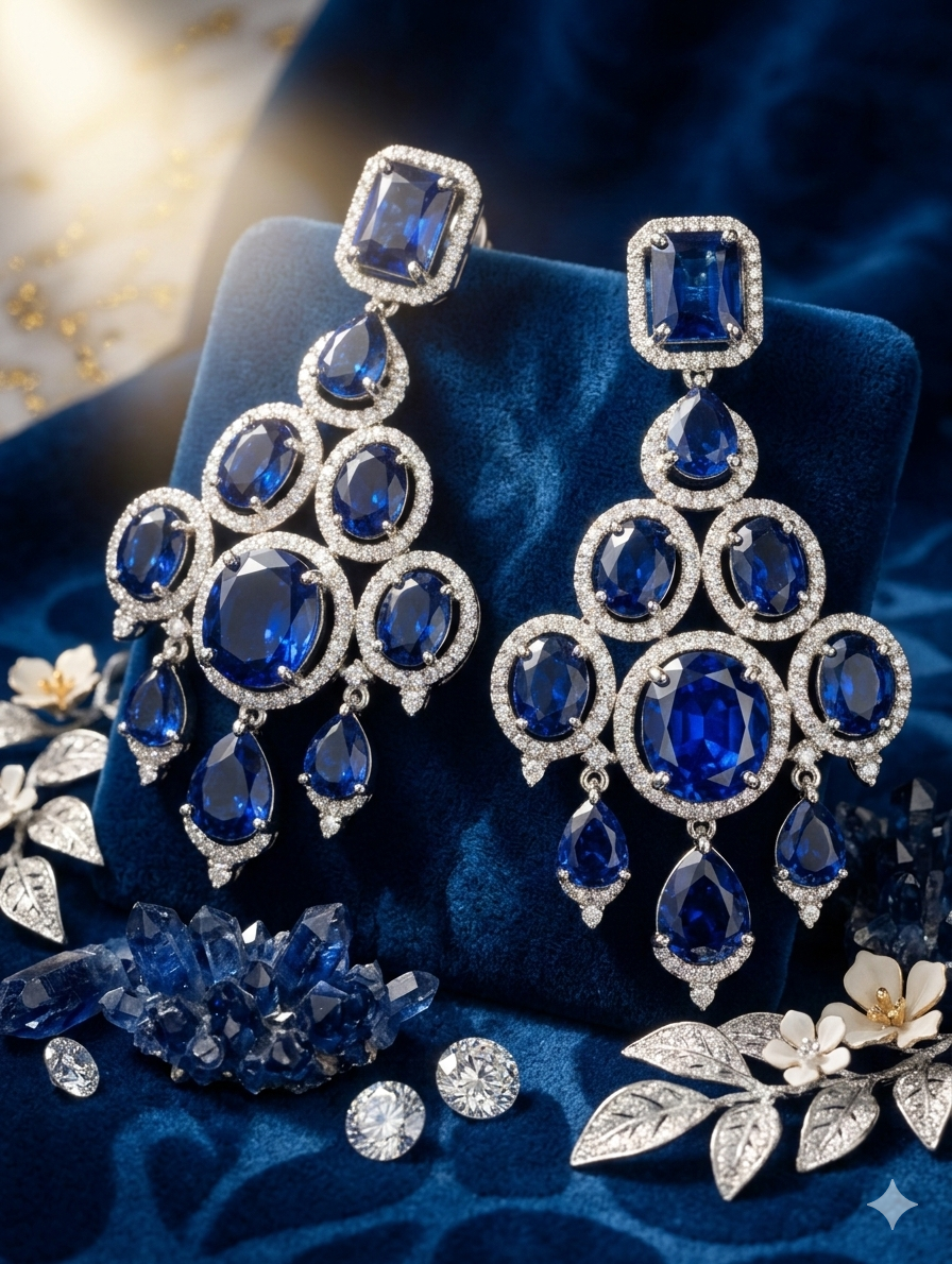 The Show Stopper|One Carat Statement Earrings with semi precious stones