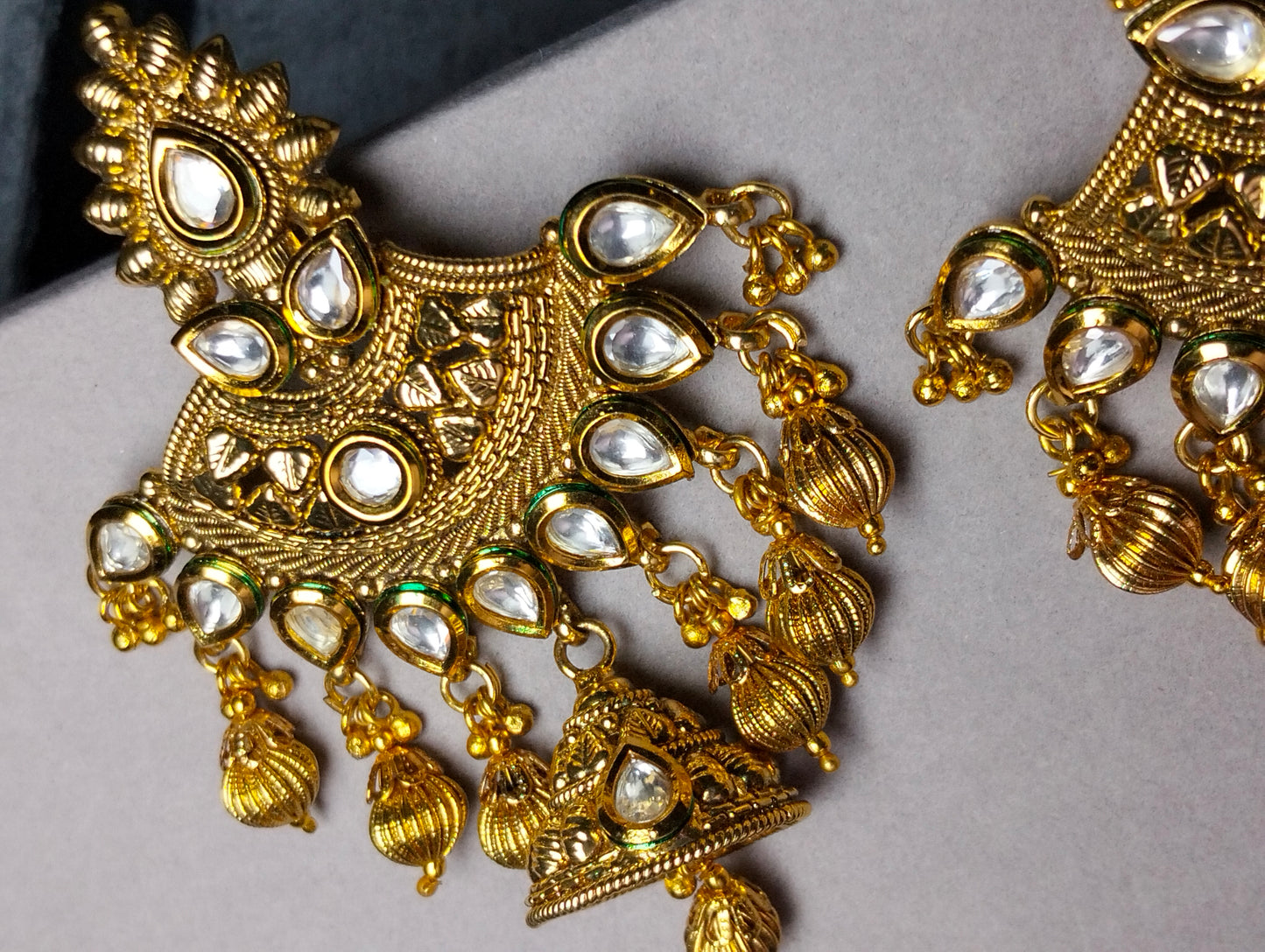 Original Indian gold plated Kundan jhumka's