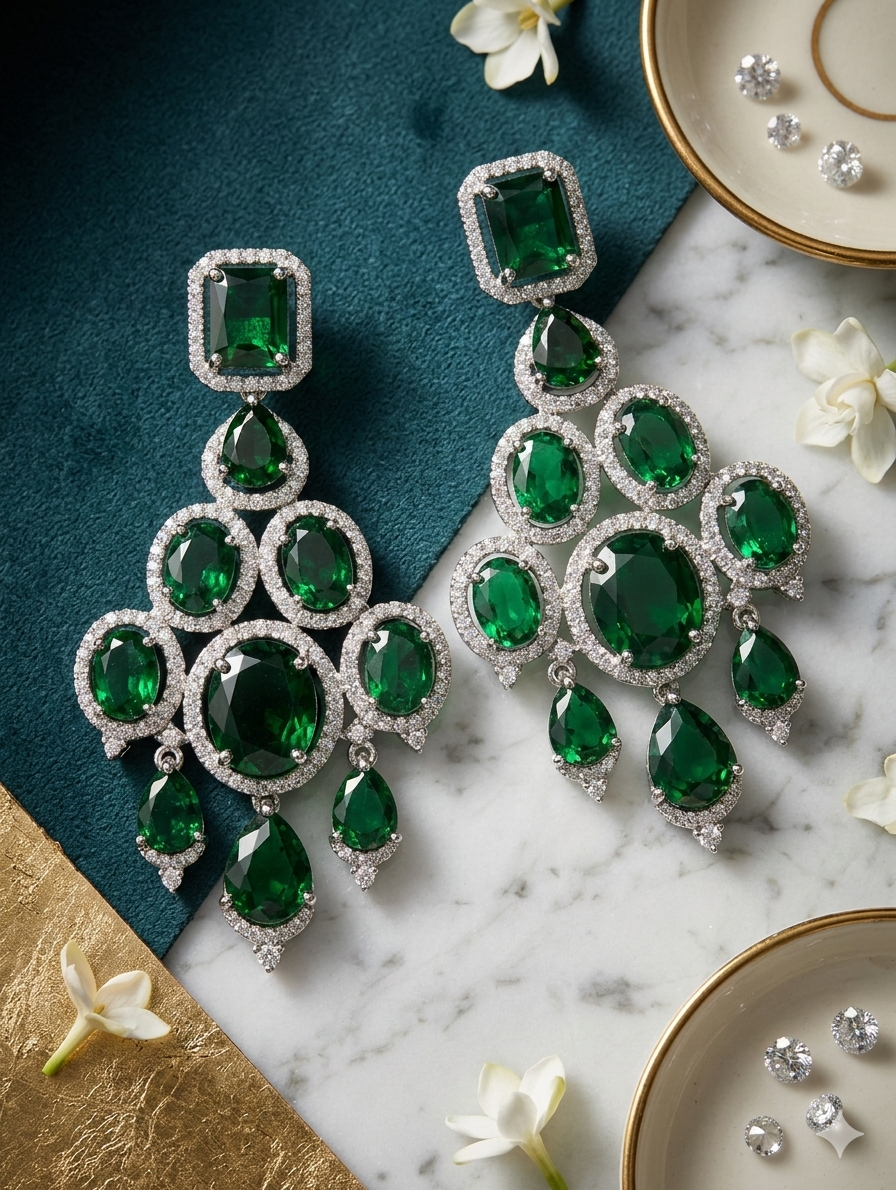 The Show Stopper|One Carat Statement Earrings with semi precious stones