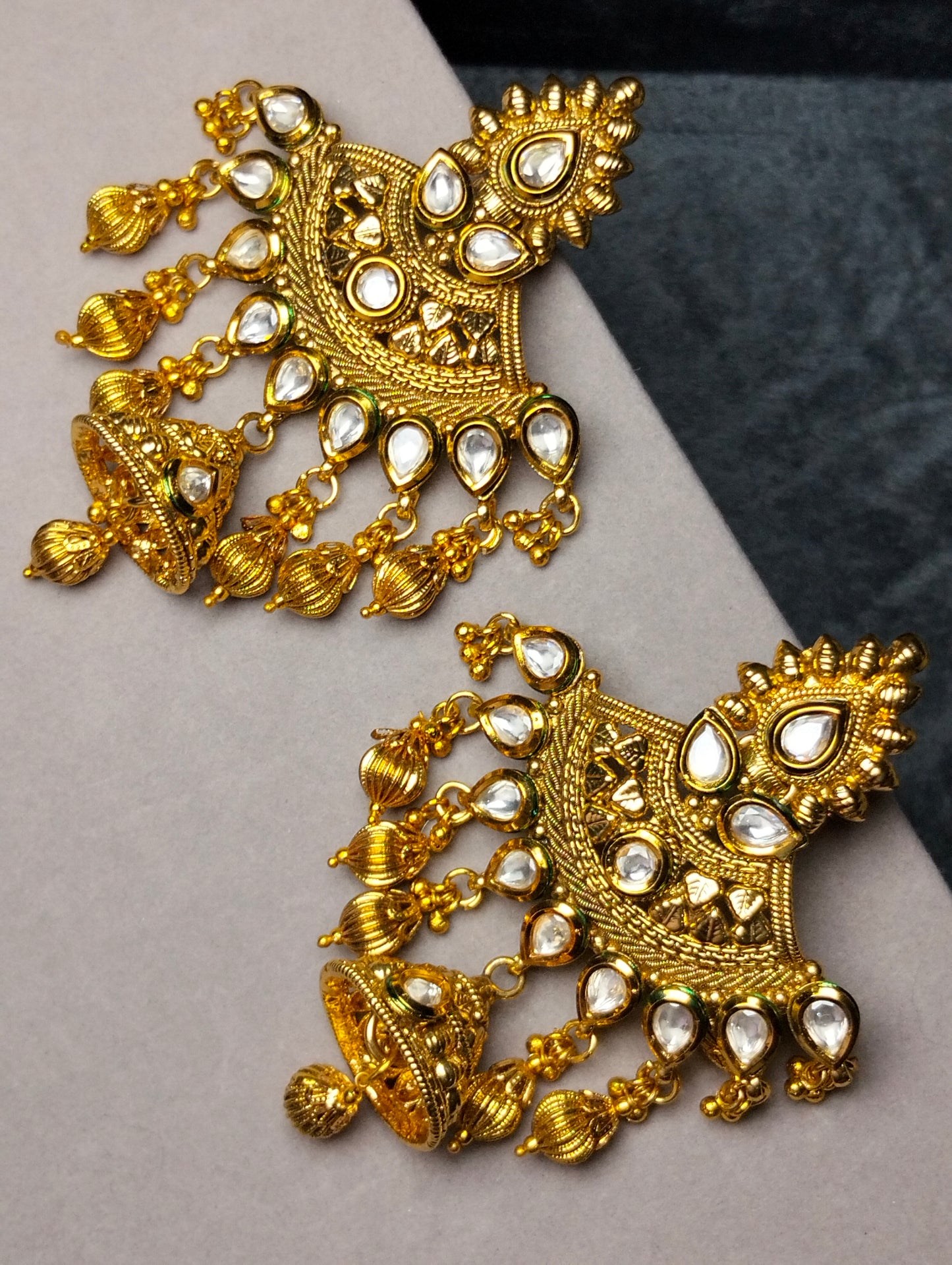 Original Indian gold plated Kundan jhumka's