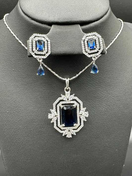 Royal Sapphire One Carat Pendant Set