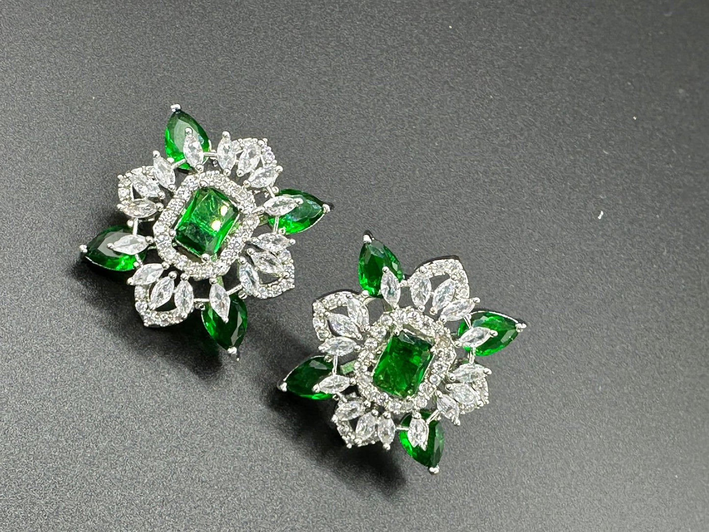 Emerald Statement Floral Studs