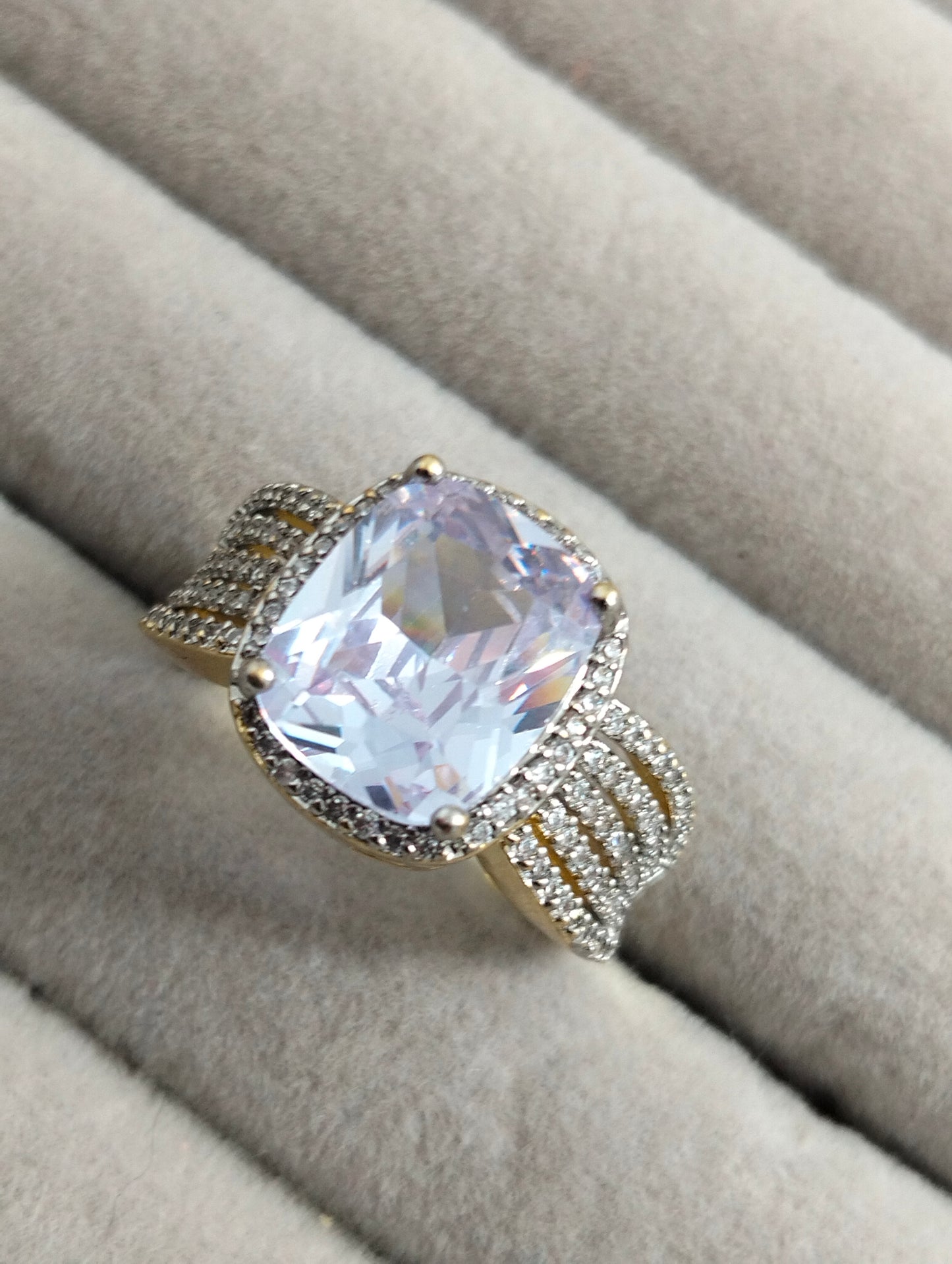 Elegant Two-Tone Gold Polish CZ Ring
