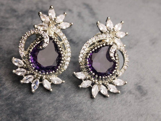 Purple 💜 stone silver stud
