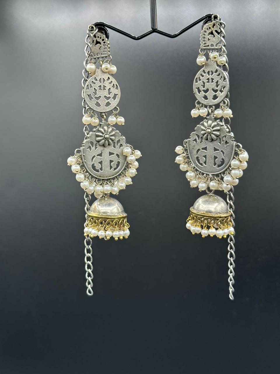 Two Toned oxidized handmade jhumka's with Sahara