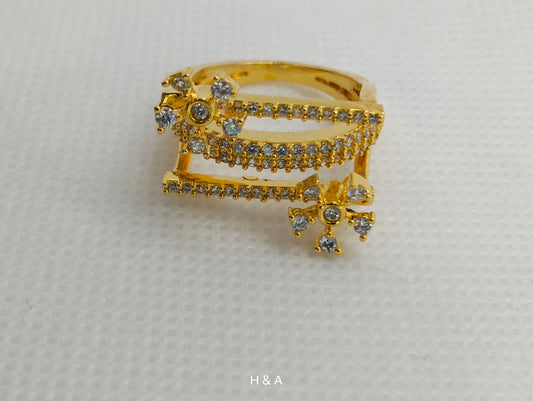 Squarical Rings Sterling Silver Rhodium Plated with American Diamonds