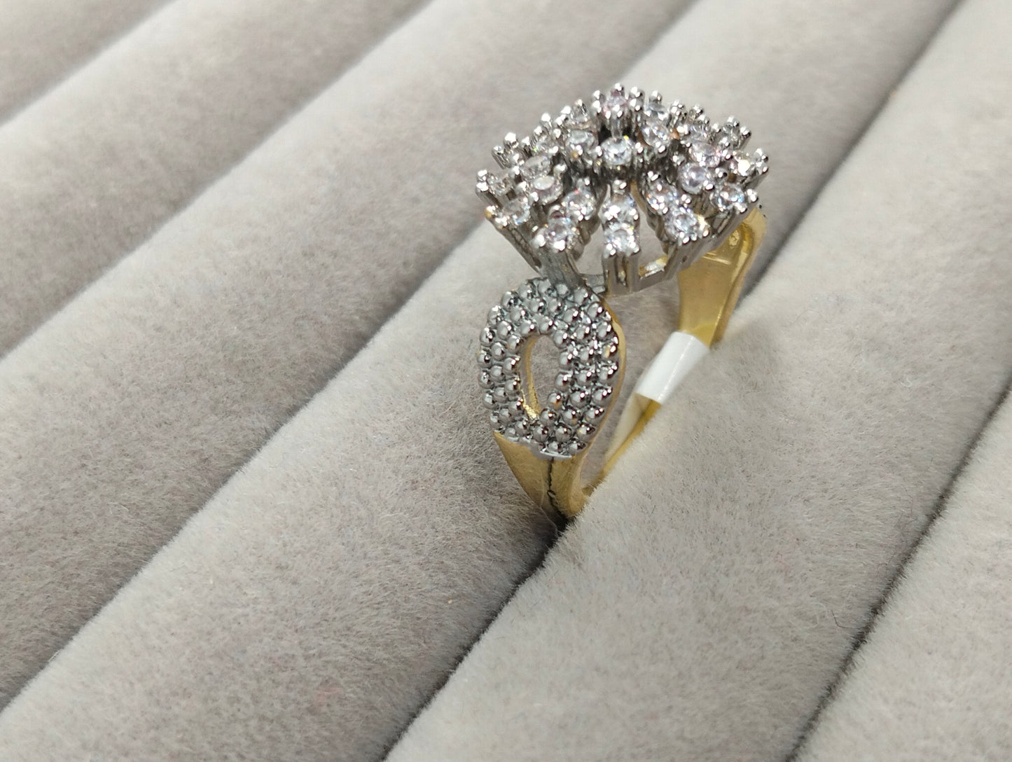 Elegant Two-Toned Gold Plated Ring with CZ Stones