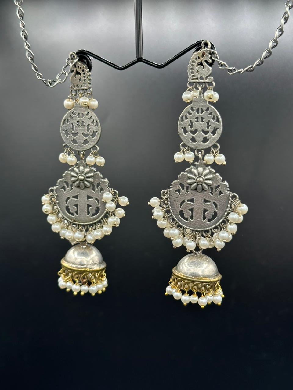 Two Toned oxidized handmade jhumka's with Sahara