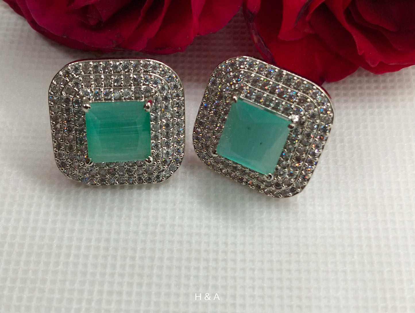 Mint Green Aura Stud Earrings
