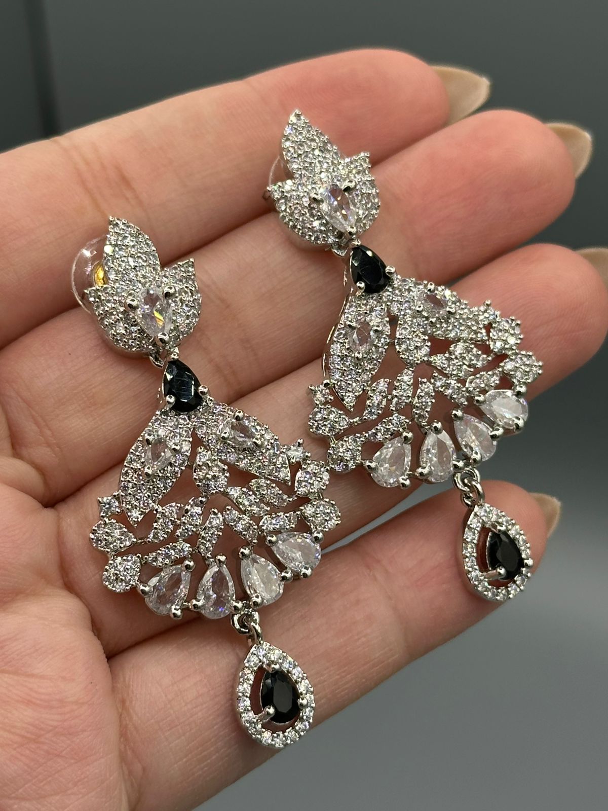 Black Stone One Carat Earring