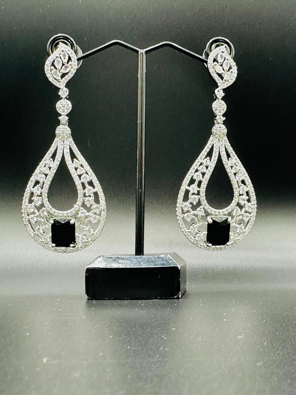Midnight Majesty | 1ct Black Solitaire Silver Earrings