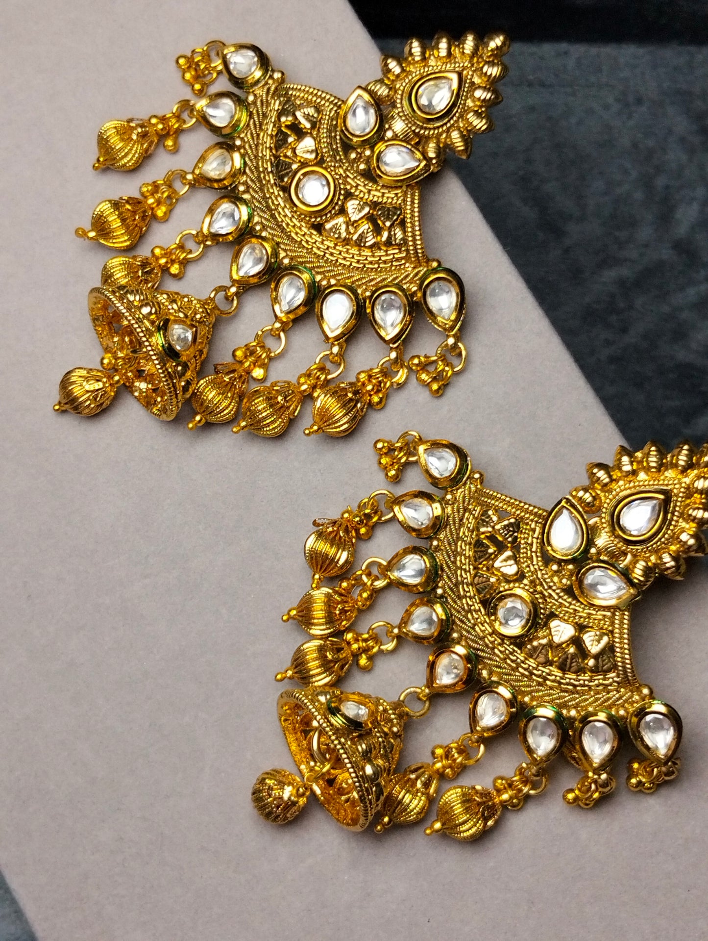 Original Indian gold plated Kundan jhumka's